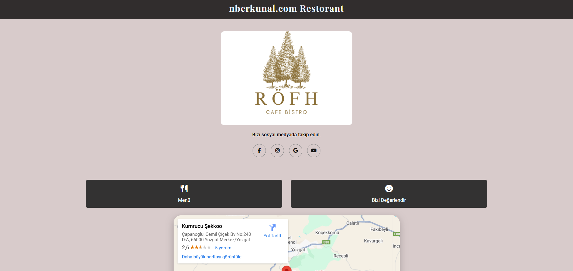 Restoran QR Menü Müşteri Mobil Arayüzü